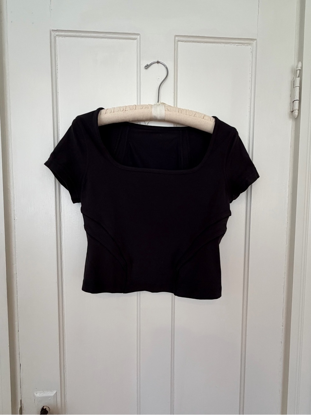 Lululemon Athletica Black Square-Neck Crop Athletic Top - Women